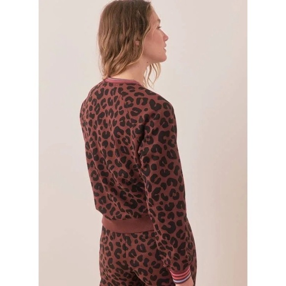 MARINE LAYER Anytime Leopard Striped Collar Pullover Sweatshirt - Picture 3 of 7